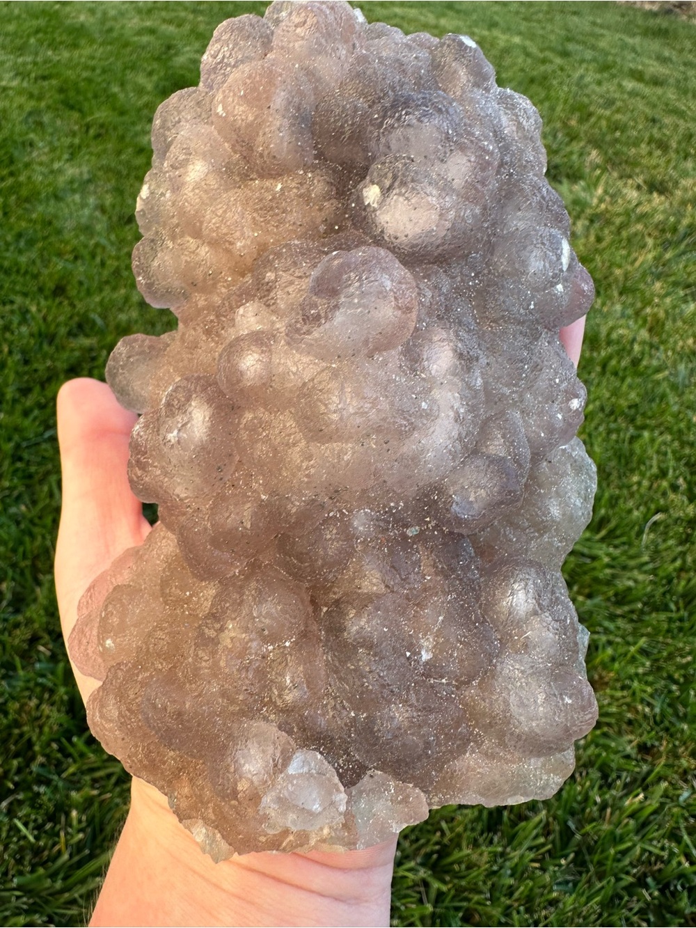Natural Gray Botryoidal Fluorite Crystal w/ Pyrite Home Accent